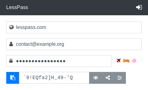 Sample picture of LessPass Firefox add-on